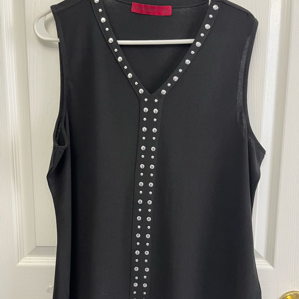 Scarlett Black Sleeveless Blouse with Silver Studs